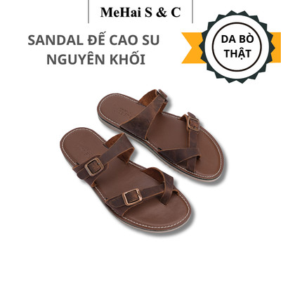 MH13 - Dép Nam Nữ Dây Quai Xỏ Ngón Basic Chất Liệu Da Bò Đế Cao Su Nguyên Khối Thương Hiệu MEHAI