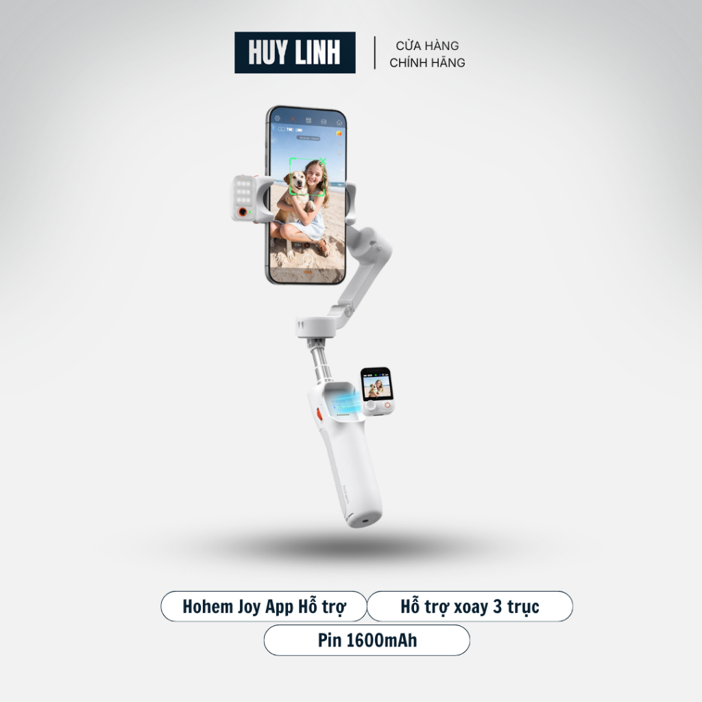 Gimbal Hohem V3 cho điện thoại thông minh với cảm biến AI Tracking chống rung 3 trục chính hãng