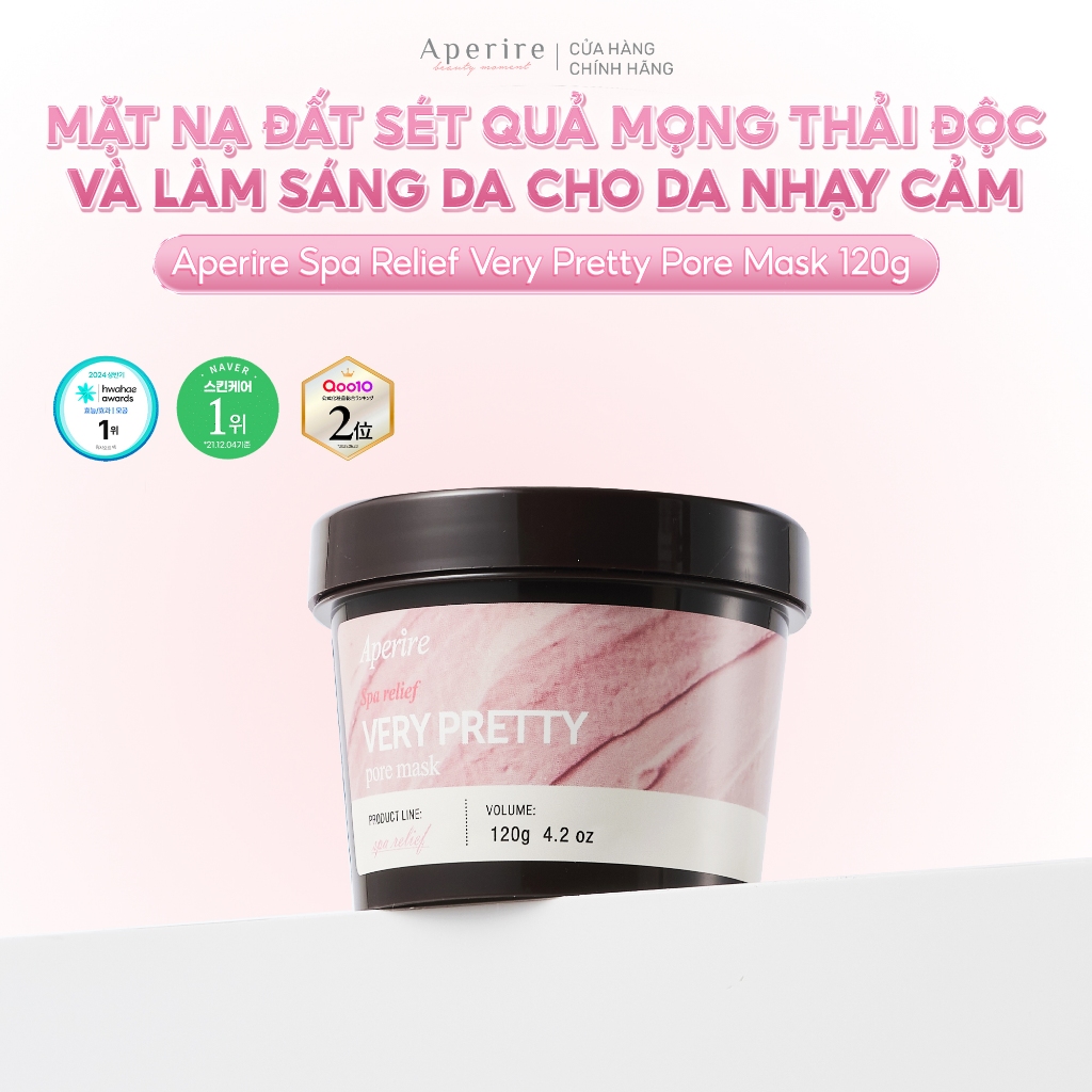 Mặt Nạ Đất Sét Quả Mọng Chăm Sóc Lỗ Chân Lông Cho Da Nhạy Cảm Aperire Spa Relief Very Pretty Pore Mask 120g (HỒNG)