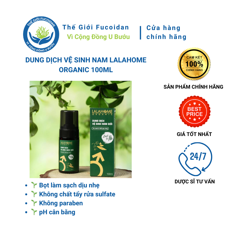 Dung dịch vệ sinh Nam Lalahome Organic chai 100ml dạng bọt dịu nhẹ