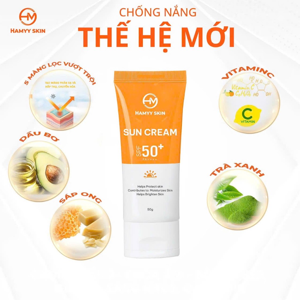 Kem chống nắng Hamyy Skin-Chính hãng,kem chống nắng phổ rộng Hamyy Skin phổ rộng nâng tone bảo vệ da