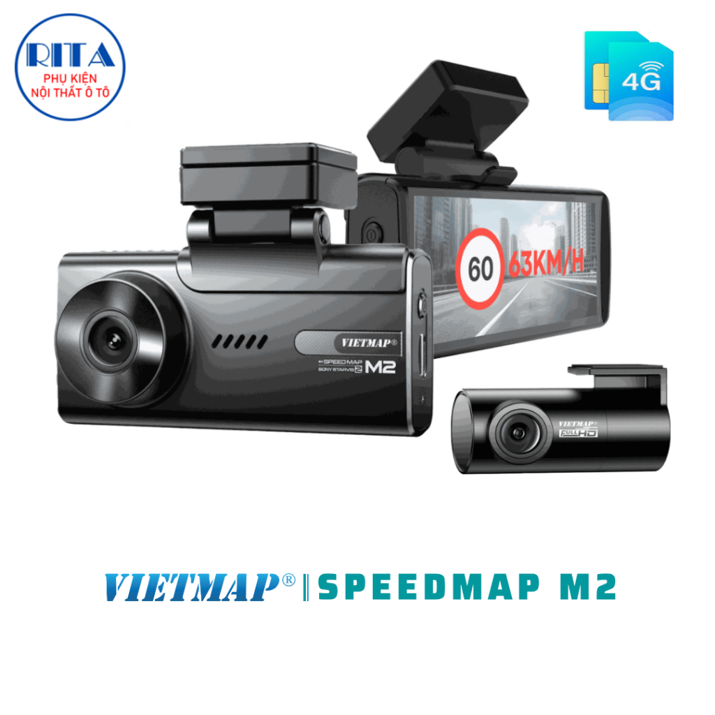 Camera hành trình Vietmap SpeedMap M2 - Tặng Vietmap Live Pro 1 Năm - Sim 4G 1 Năm - Hàng Chính Hãng