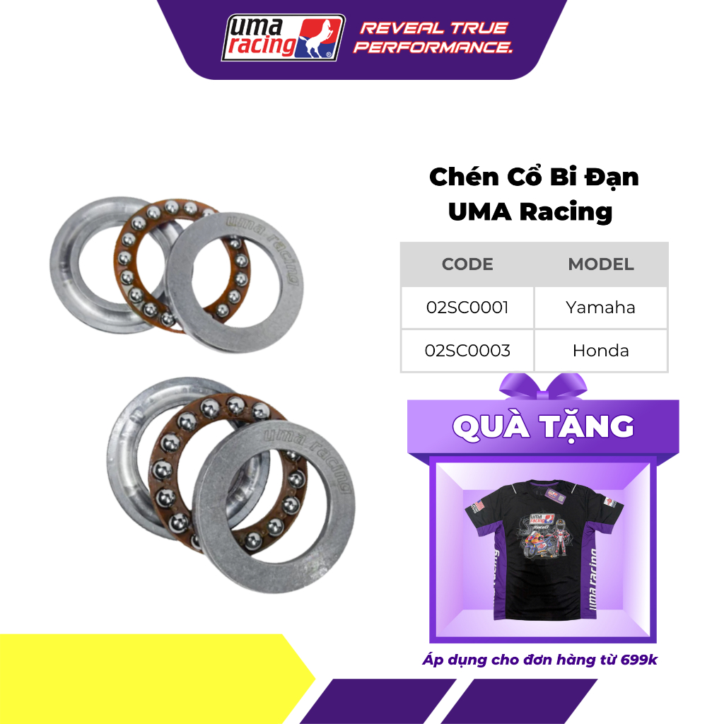 Chén Cổ Bi Đạn UMA Racing – Cho Honda & Yamaha – Bạc Đạn Cổ Lái Cao Cấp