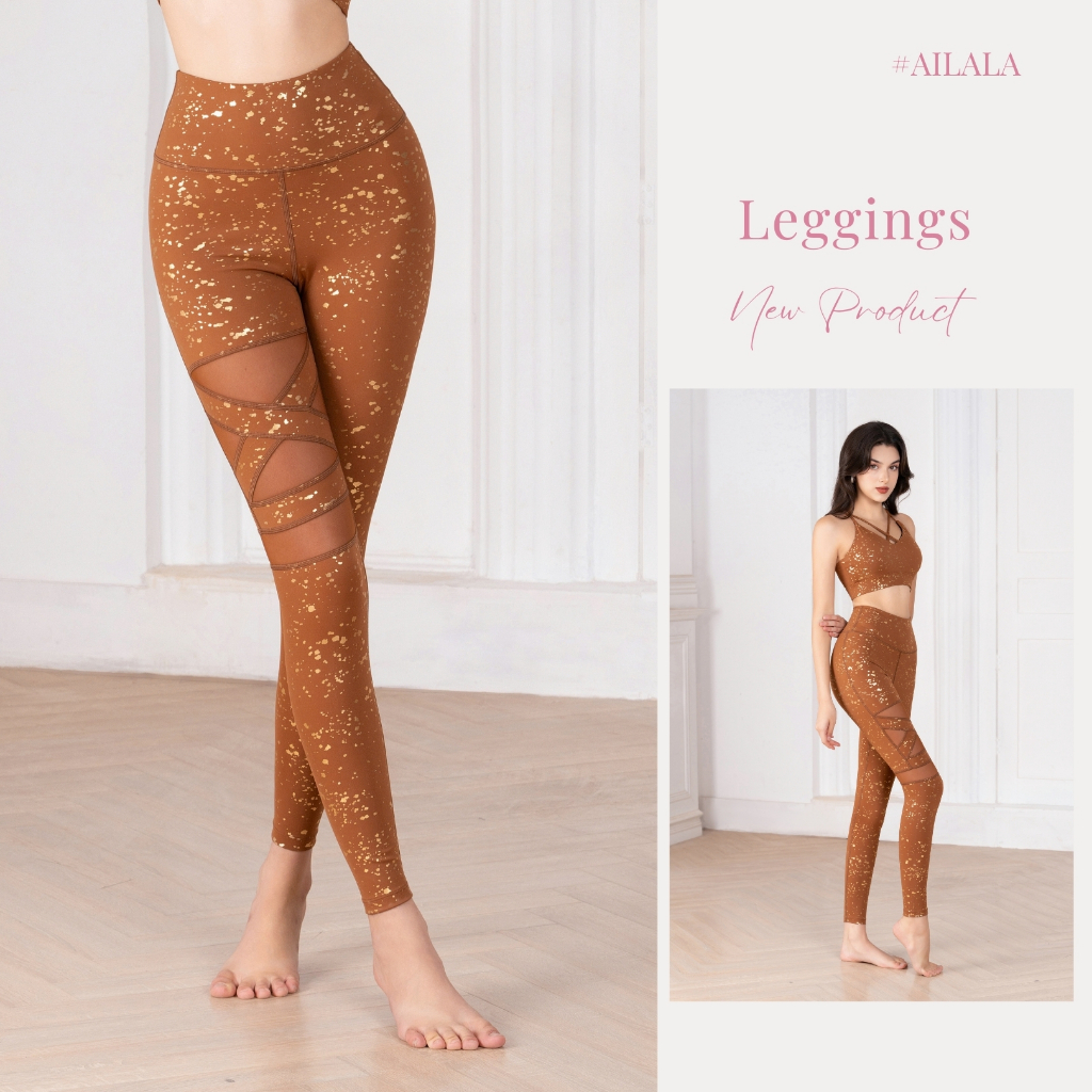 AiLALA LUX62 Quần Legging Nữ Cạp Cao, Quần Tập Gym Yoga Pilates Co Giãn 4 Chiều, Phối Ren, Size S–XL