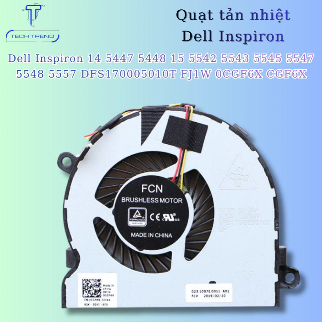 Quạt tản nhiệt CPU bóc máy Dell Inspiron 14 5447 5448 15 5542 5543 5545 5547 5548 5557 DFS170005010T