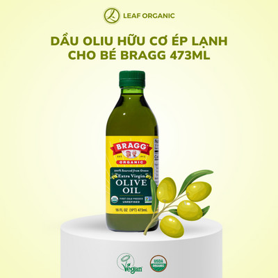 Dầu oliu hữu cơ ép lạnh Bragg 473ml