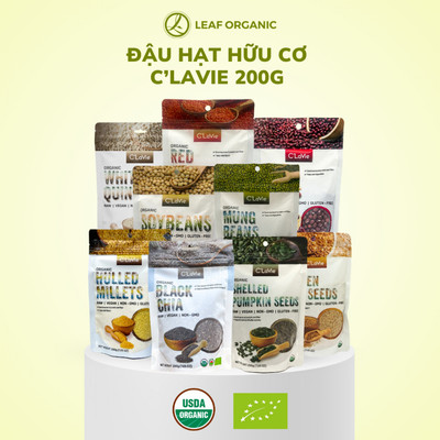 Đậu hạt hữu cơ cho bé ăn dặm C'LaVie 200g: Đậu đỏ, Đậu xanh, Đậu nành, Đậu lăng đỏ, Hạt lanh, Hạt mè, Hạt bí, Hạt kê