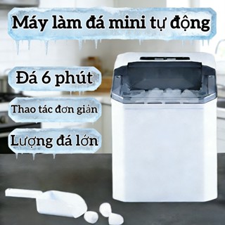 Máy làm đá mini tự động thông minh, làm đá khối vuông & đá viên đạn, dùng gia đình ký túc xá