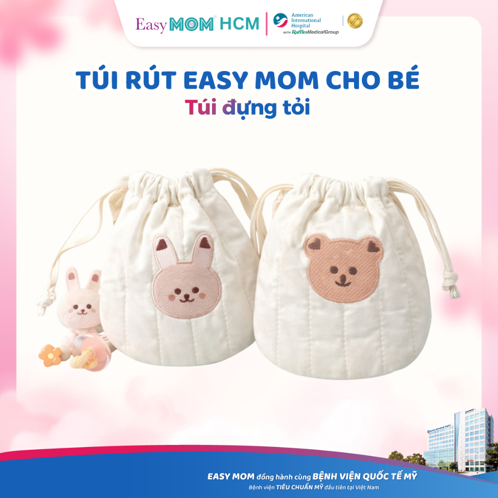 Túi Rút Đựng Tỏi Easy MOM Cotton Mềm Mại, Tái Sử Dụng, Đáng Yêu Cho Bé