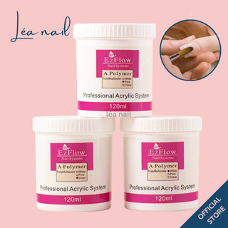 Bột đắp móng Ezflow (120ml) siêu mịn, dẻo, không vón cục - Polymer nail powder 3 màu white, pink, clear làm nail