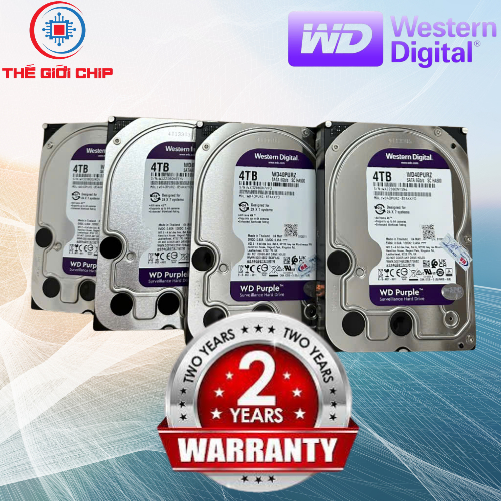 Ổ cứng HDD Western Digital 4TB Purple WD43PURZ Chuyên Camera (256MB Cache/3.5 inch/Sata 3) l like ne