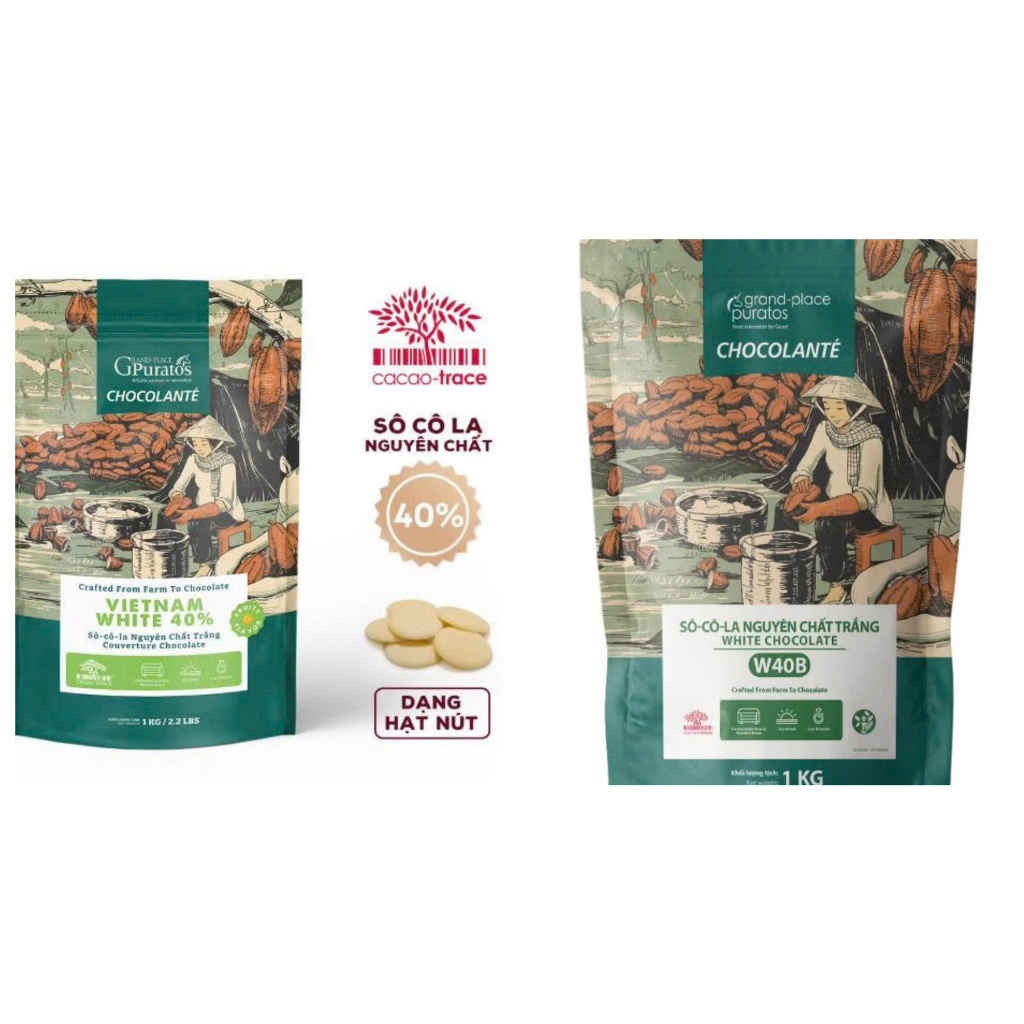 Socola Puratos hạt nút trắng 40%