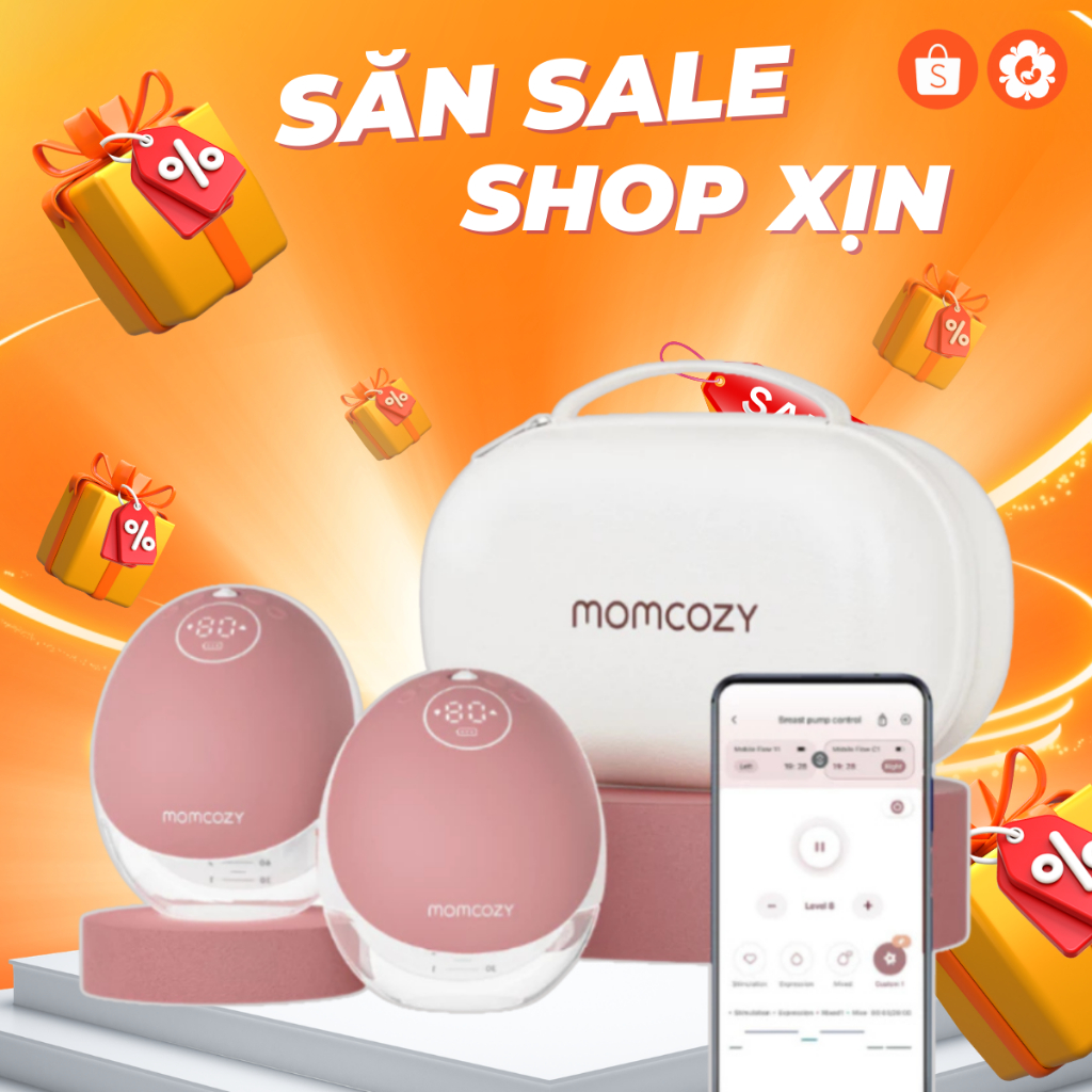 Máy hút sữa MOMCOZY M9 rảnh tay không dây lực hút 9 cấp độ