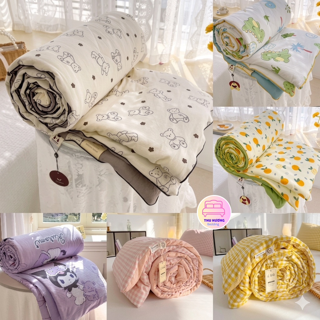 Chăn Cotton Đũi Hè Loại Đẹp, Chăn Hè Mềm Mịn Thoáng Mát Nhiều Mẫu - 010