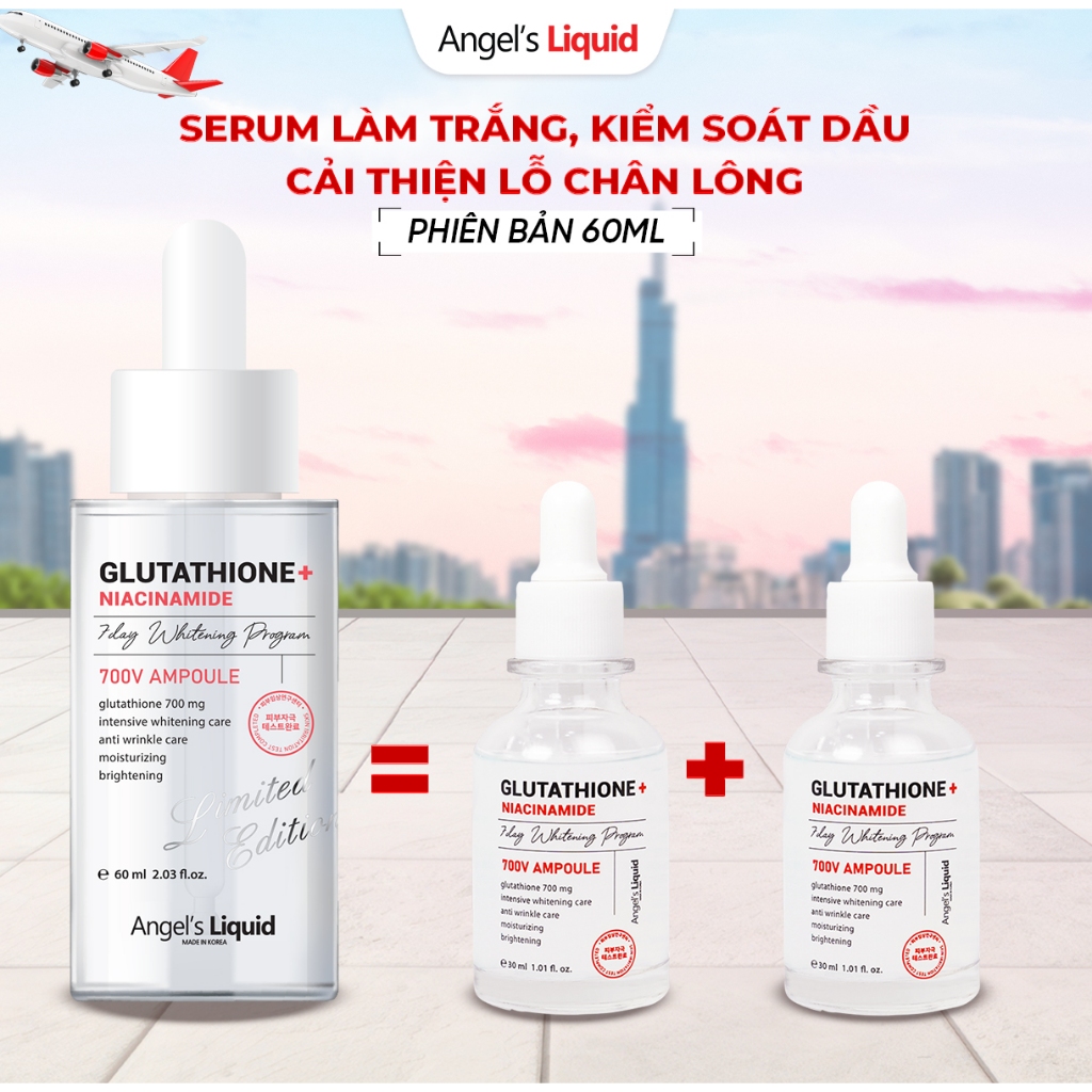 [PHIÊN BẢN 60ML] Serum Giúp Dưỡng Trắng Cải Thiện Lỗ Chân Lông Angel's Liquid Glutathione + 5% NIACI