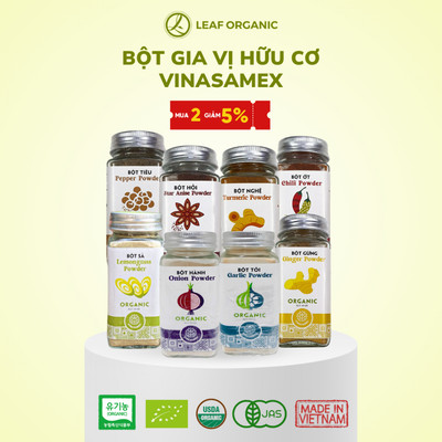 Bột gia vị hữu cơ Vinasamex (Bột nghệ/ Bột gừng/ Bột hồi/ Bột quế/ Bột ớt/ Bột tiêu/ Bột tỏi/ Bột hành/ Bột sả)