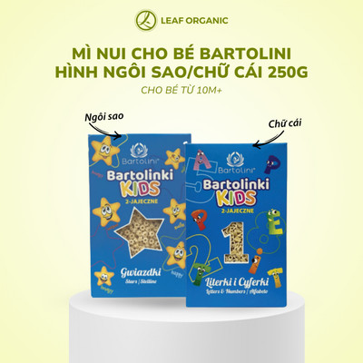 Mì nui cho bé nhiều hình Bartolini 250g (Hình Ngôi sao/ Hình Chữ cái và Chữ số)