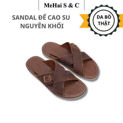 MH14 - Dép Nam Nữ Dây Quai Xỏ Ngón Basic Chất Liệu Da Bò Đế Cao Su Nguyên Khối Thương Hiệu MEHAI