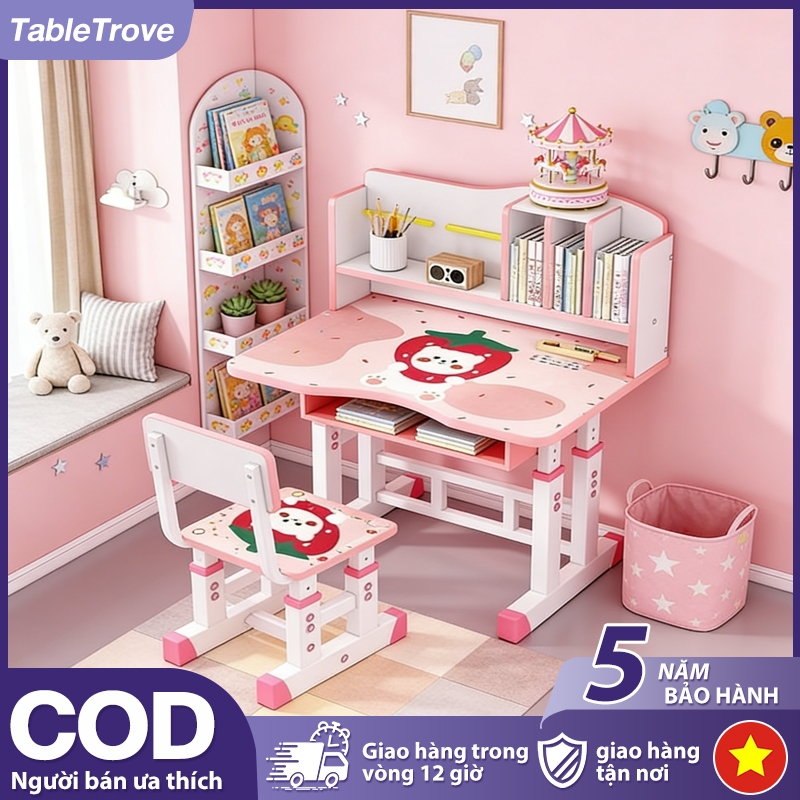 TableTrove Bàn học cho bé  bàn học chống gù size lớn 80cm nâng hạ chiều cao tiện lợi