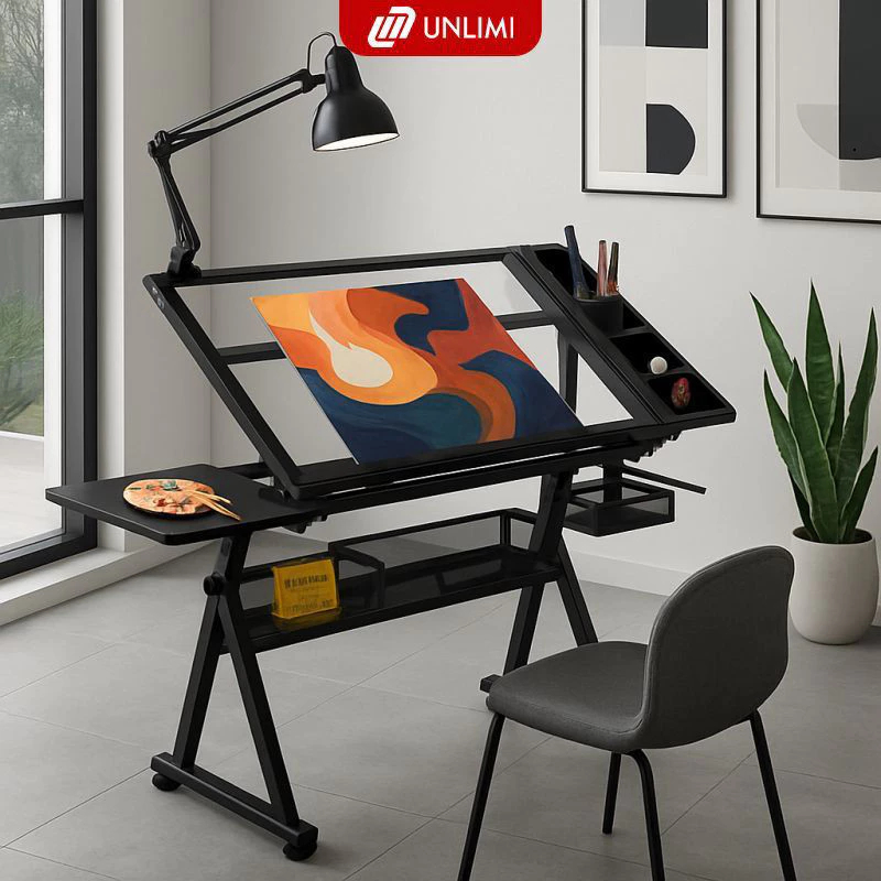 Bàn vẽ kỹ thuật hiện đại màu full đen - GN87