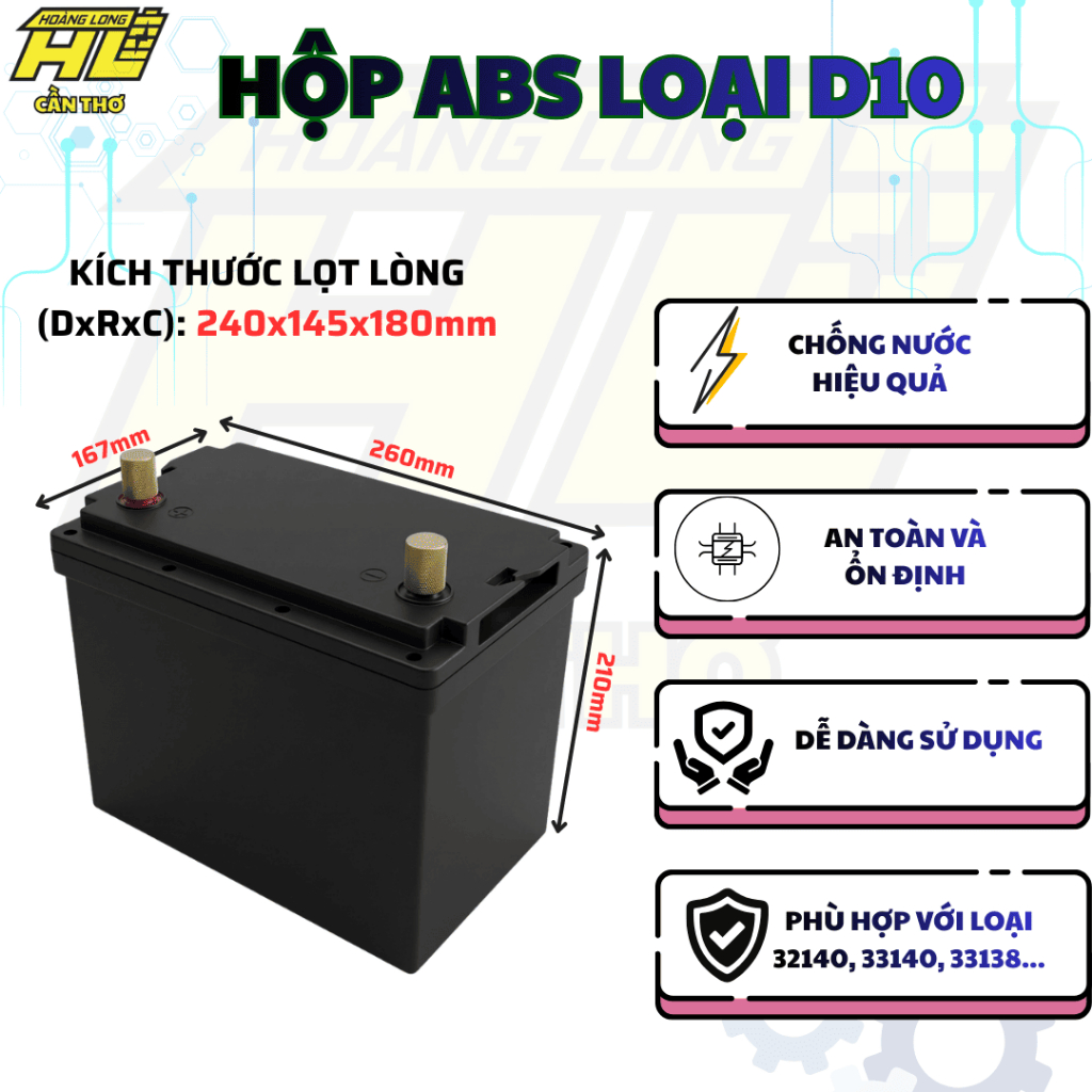 Hộp ABS Chống Nước Siêu Bền Đựng Pin 90Ah 100Ah 150Ah 200Ah 300Ah