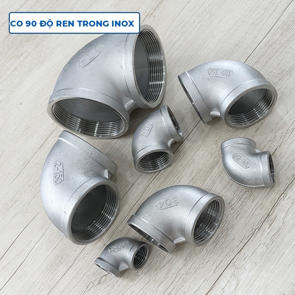 Cút ren trong inox 304 / 316L – Co 90 độ ren trong inox, Co Inox 304 kết nối 2 Đầu Ren Trong