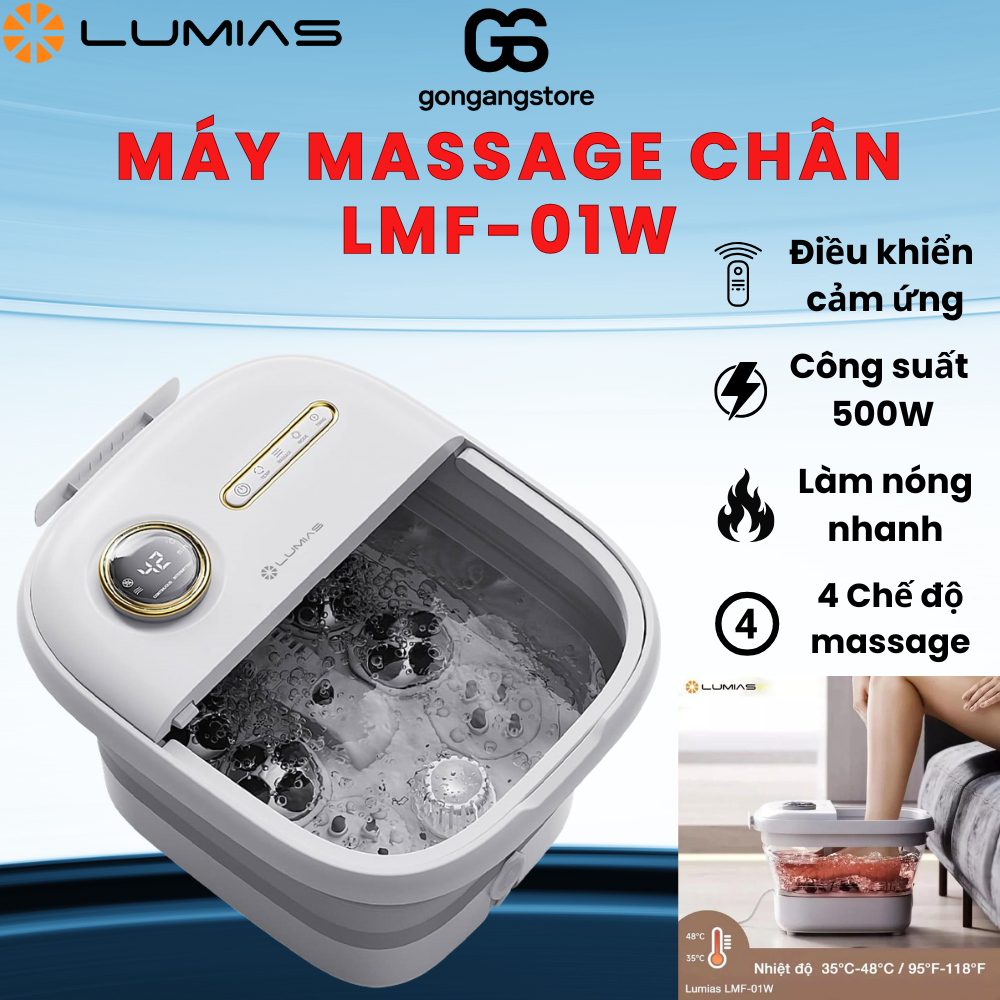 Máy Massage Chân Lumias LMF-01W Chính Hãng - Công Suất 500W, 4 Chế Độ Massage, Điều Khiển Cảm Ứng, Bảo Hành 12 Tháng