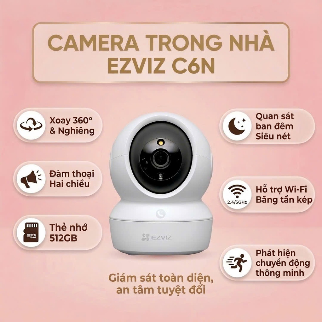 Camera Ezviz Trong Nhà H6C PRO 3MP/4MP/5MP/8MP WiFi Kép 2 Băng Tần, Đàm Thoại 2 Chiều