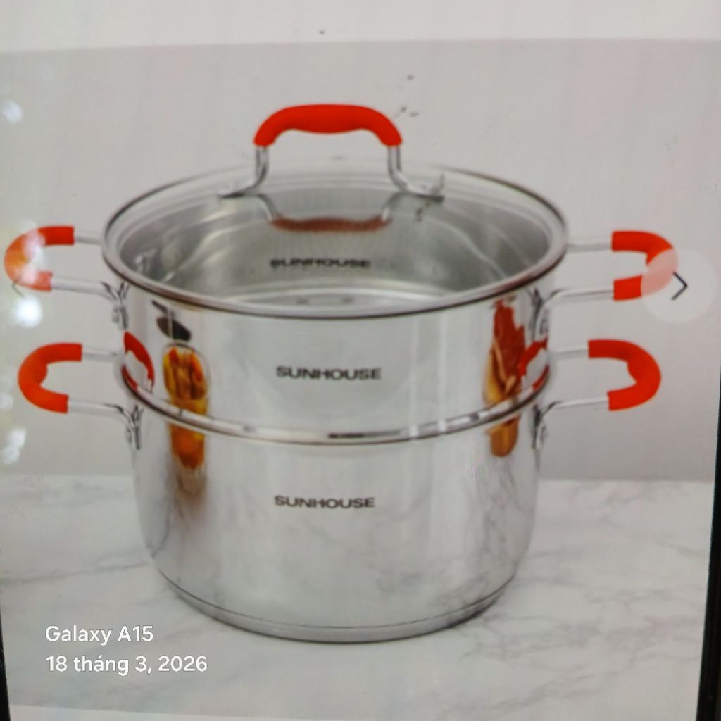 BỘ NỒI XỮNG HẤP SUNHOUSE 5 ĐÁY NẮP KÍNH 24 Cm