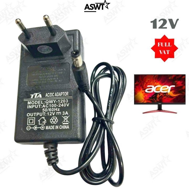 Dây nguồn màn hình Acer XZ270 EK251Q / AOPEN 24MV1Y 22CV1Q 12V 3A - Bảo hành 1 năm - FULL VÁT