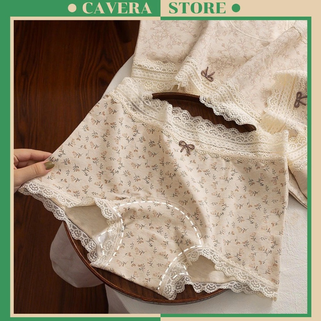 Combo 3 Quần Lót Nữ Cotton Boxer Đùi In Hình Hoạ Tiết Hoa Nhí Đáng Yêu, Quần Chip Mềm Thoáng CAVERA 