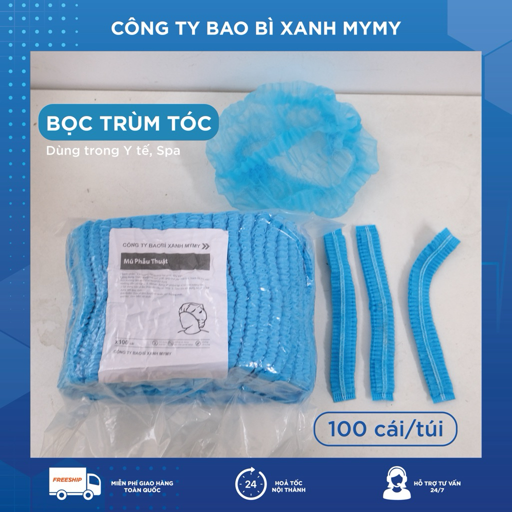Mũ chùm đầu y tế MYMY LOẠI 1 nón con sâu chùm đầu, mũ y tế, chất liệu dày dặn…