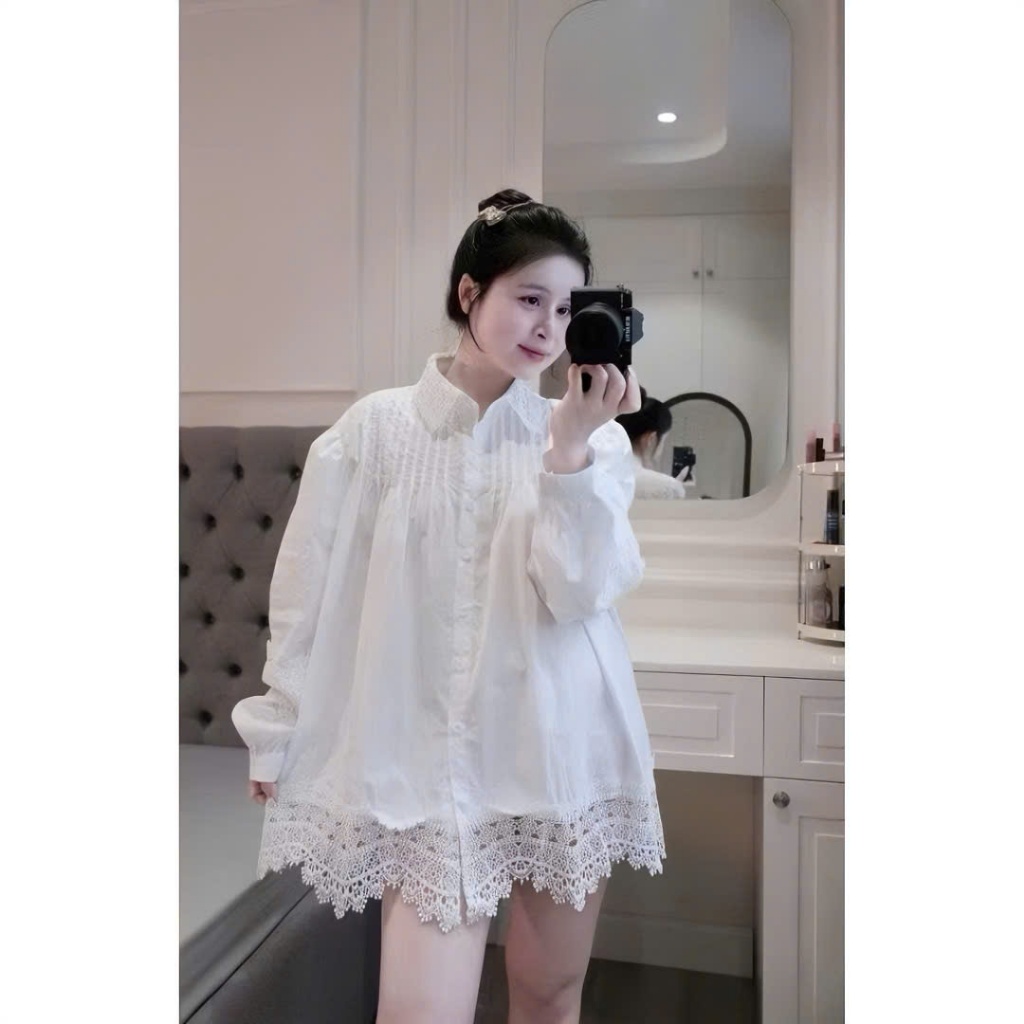 Váy Nữ, Váy Babydoll Nữ, Váy Sơ Mi Babydoll Trắng Ly Ngực Pha Chân Ren Sang Chảnh | BigBuy360 - bigbuy360.vn