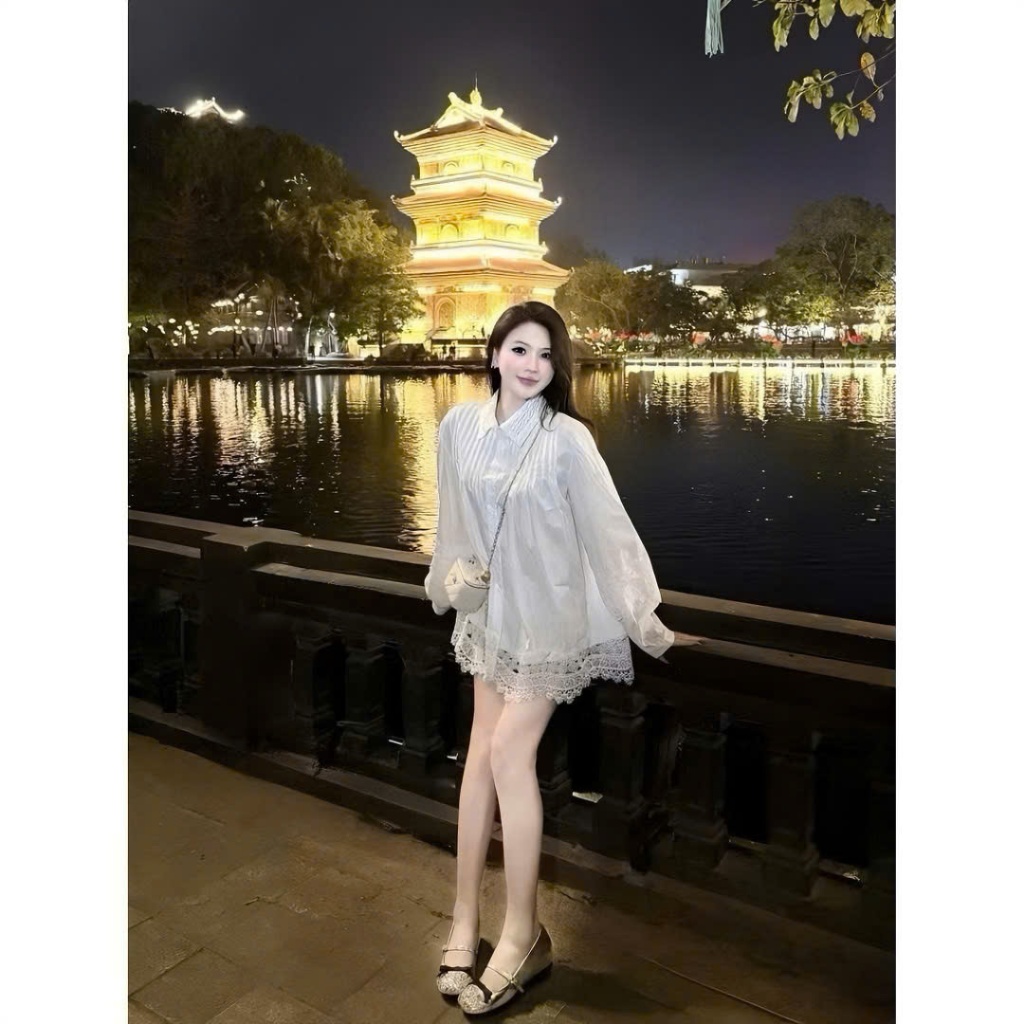 Váy Nữ, Váy Babydoll Nữ, Váy Sơ Mi Babydoll Trắng Ly Ngực Pha Chân Ren Sang Chảnh | BigBuy360 - bigbuy360.vn