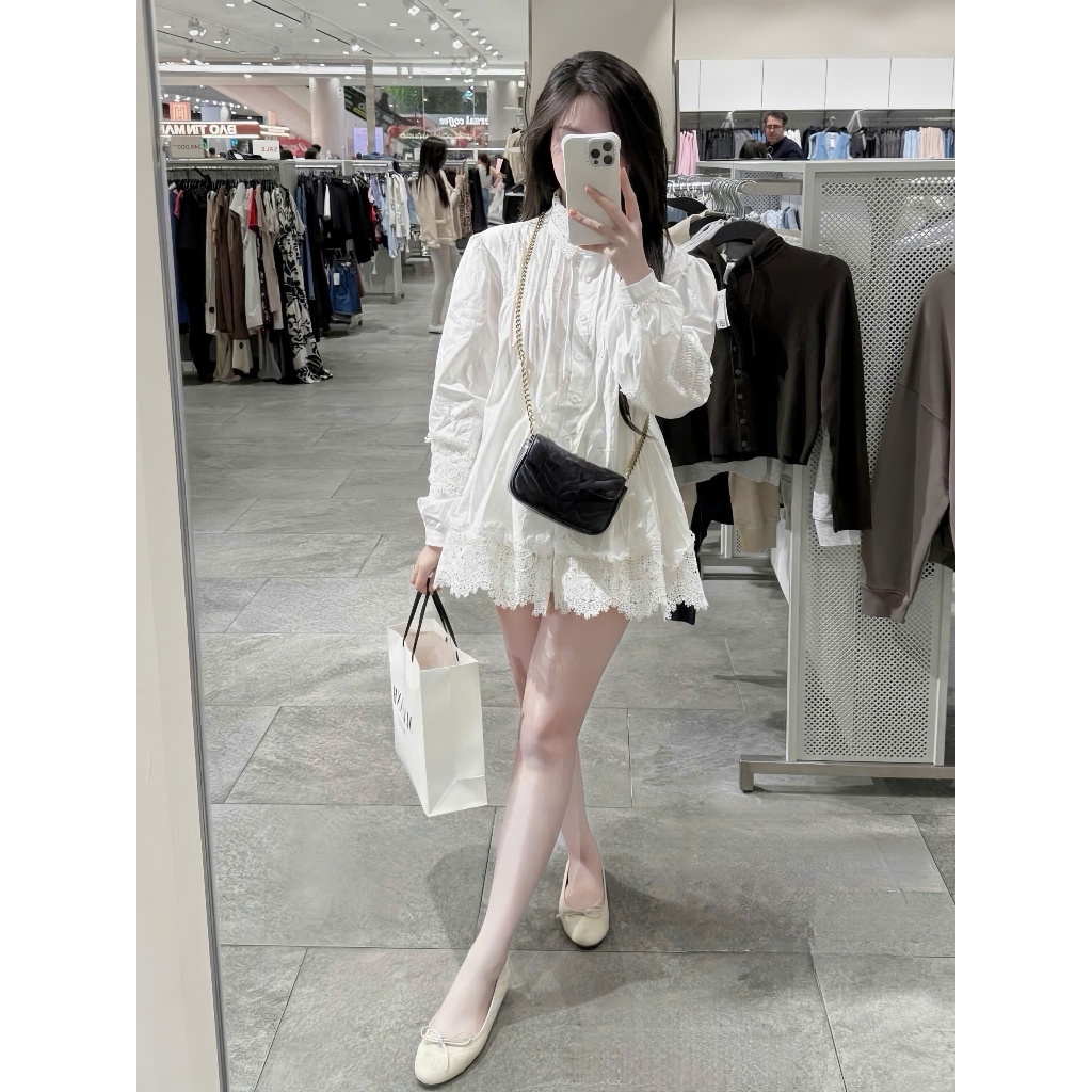 Váy Nữ, Váy Babydoll Nữ, Váy Sơ Mi Babydoll Trắng Ly Ngực Pha Chân Ren Sang Chảnh | BigBuy360 - bigbuy360.vn