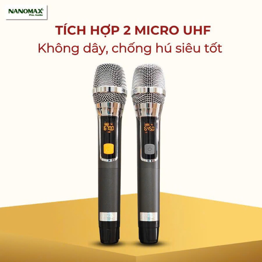 Micro Nanomax UHF với bo mic dành cho loa kéo Nanomax, âm thanh hoàn hảo (pin tiểu)