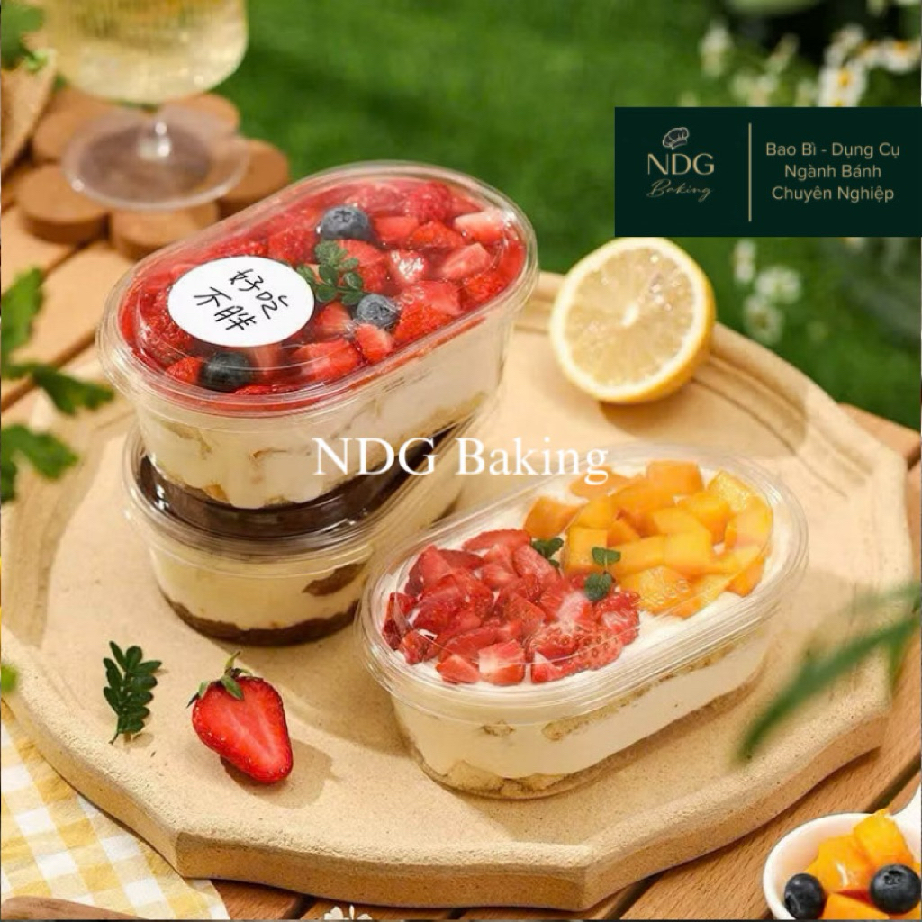 100 Hộp Nhựa Oval đựng bánh lạnh XY150G - Hộp Oval đựng bánh tiramisu