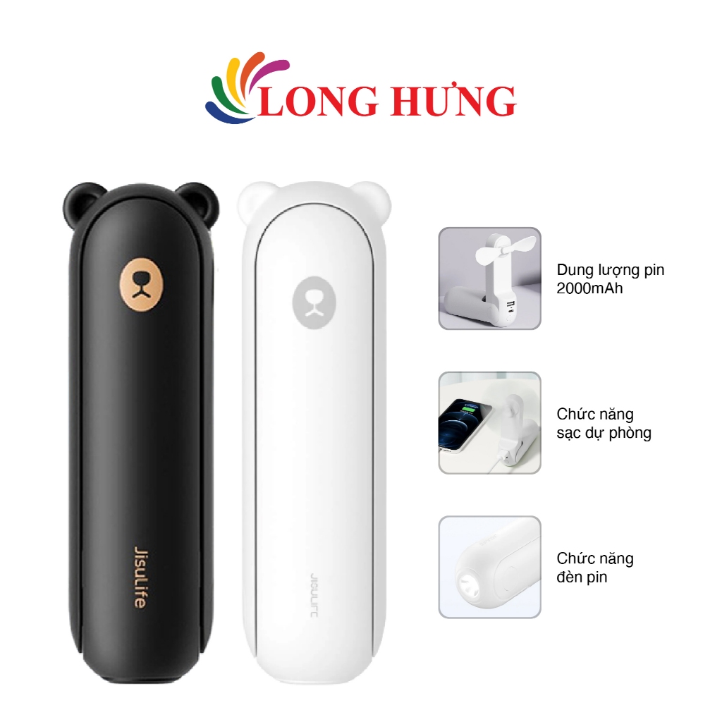 Quạt mini tích điện cầm tay Jisulife 3 in 1 2000mAh Handheld Fan Life8 - Hàng chính hãng