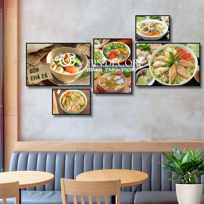 Tranh treo tường bún chả cá bún cá ngừ bún sứa nha trang trang trí decor quán ăn