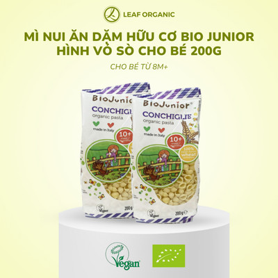 Mì nui ăn dặm hữu cơ cho bé hình vỏ sò Bio Junior 200g (Từ 10 tháng tuổi)