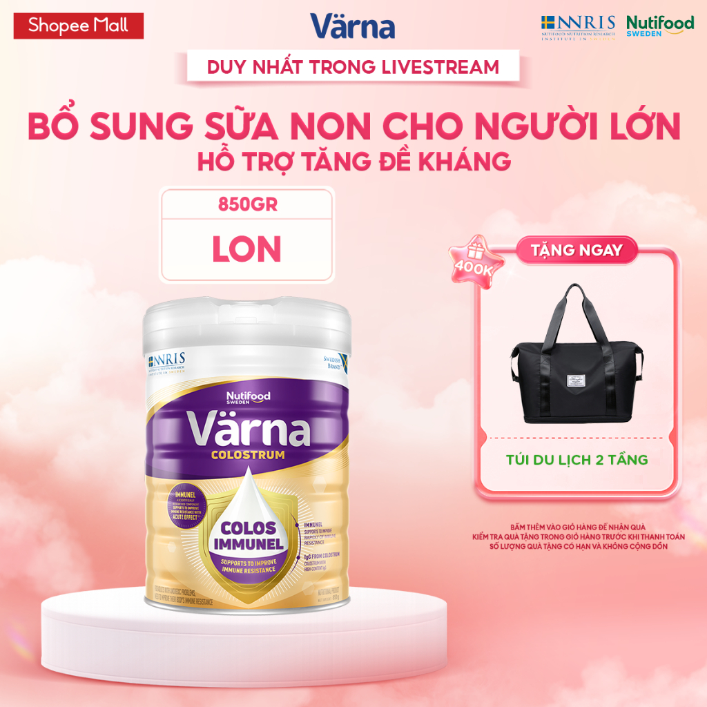 [LIVESTREAM PEWPEW] Sữa bột dinh dưỡng Varna Colostrum lon 850gr - Sữa non cho người già tăng cường 