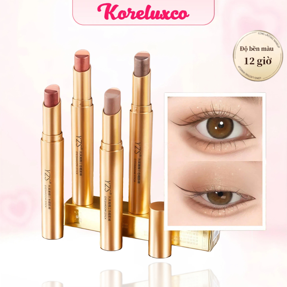 (Hàng sẵn) Bút Đánh Phấn Mắt EyeShadow Stick Lâu Trôi, Chống Nước Trang Điểm Nhanh Ba Màu Highlighter,đồ makeup