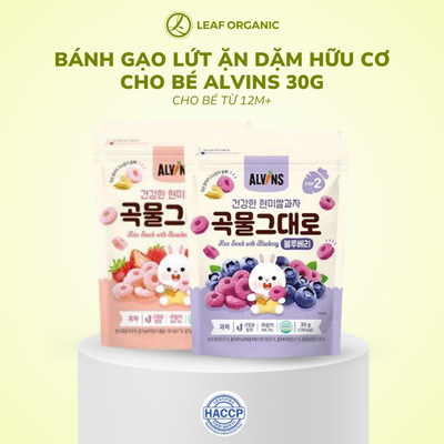 Thực phẩm bổ sung bánh gạo lứt cho bé vị phô mai/ dâu/ việt quất/ chuối Alvins 30g