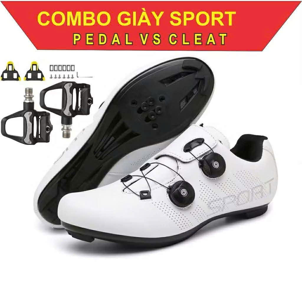COMBO giày SPORT. đế can kèm pedal can và cleat cho xe đạp đua