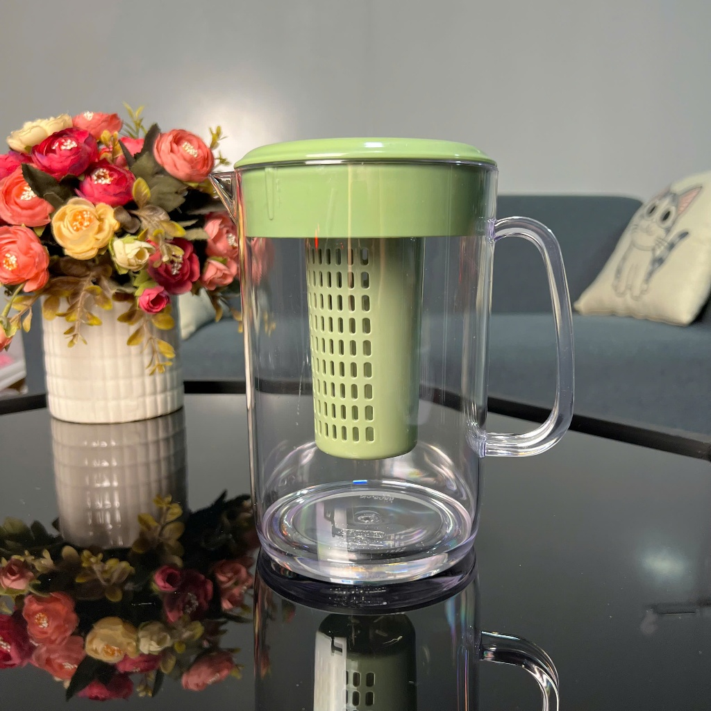 [Top Value] Ca Kính Có Khay Lọc Dung Tích 1500ML, Bình Đựng Nước, Pha Trà Nhựa Việt Nhật Dày Dặn Cứn