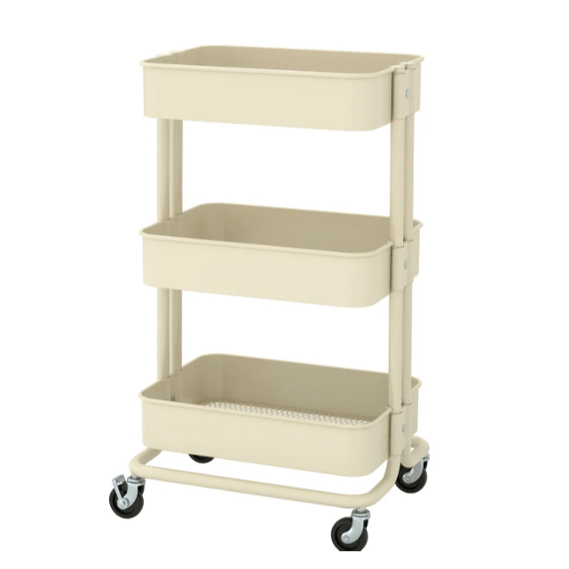 RÅSKOG Kệ xe đẩy 3 tầng 35x45x77 cm, beige - 206.297.21
