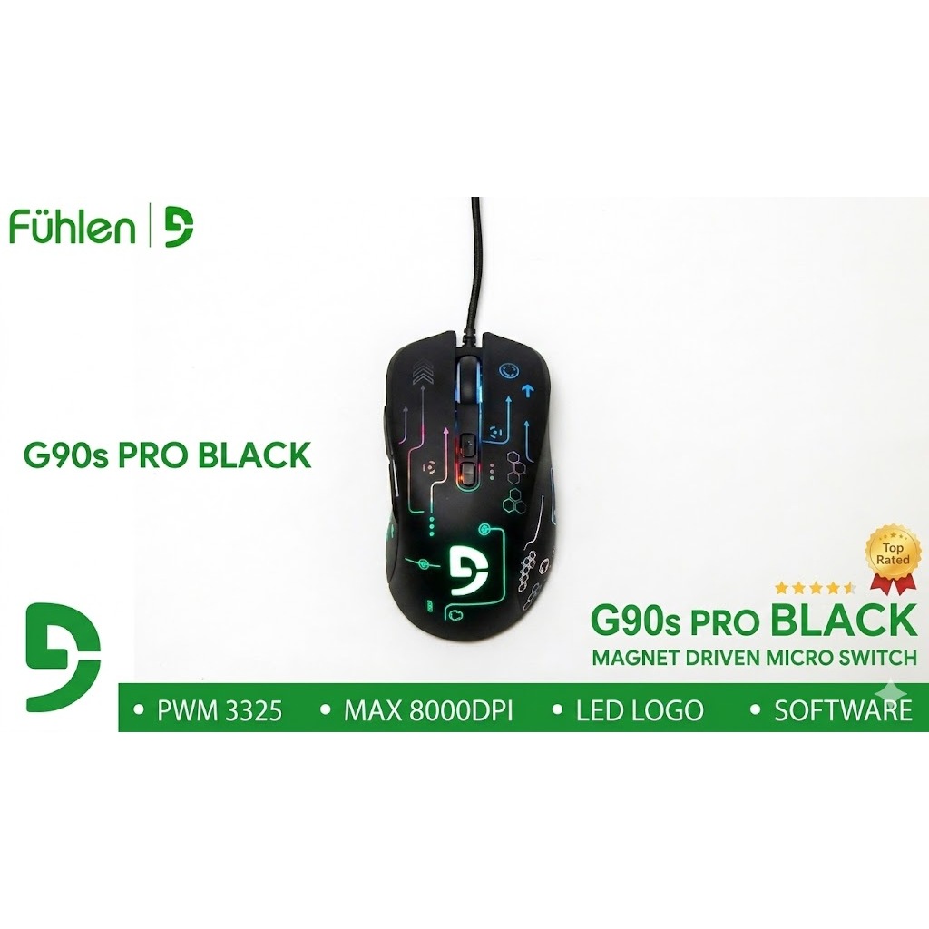 Chuột Gaming Fuhlen G90S Pro Led RGB -DPI 8000 -Có App set Marco -Hàng Chính Hãng Niza -Bảo Hành 24 