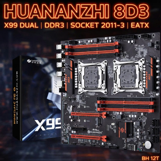 Mainboard Huananzhi X99 8D3 2 CPU DDR3 (8 khe ram, 2 Khe m2) New Box - Main Dual Xeon chính hãng