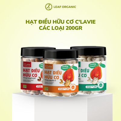Hạt điều rang ít muối/nguyên vị/nhân trắng hữu cơ C'Lavie hũ 200g