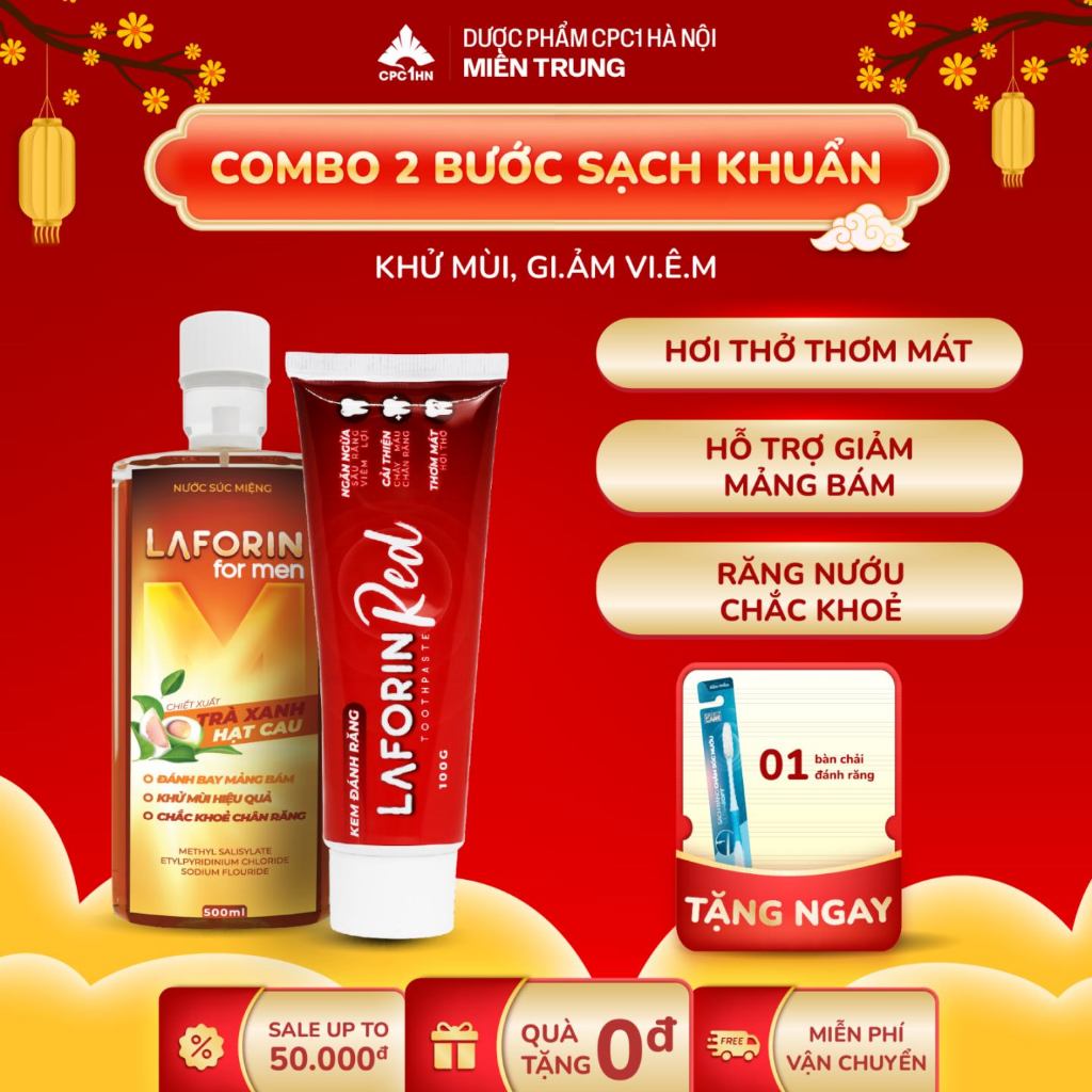 Combo NSM Thảo Dược Laforin Formen & KĐR Laforin Red - Làm Sạch Mảng Bám, Giảm Mùi Hôi Khó Chịu